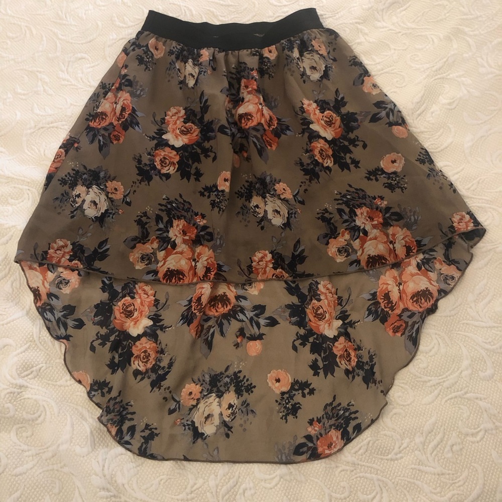 Brown floral sheer skirt
